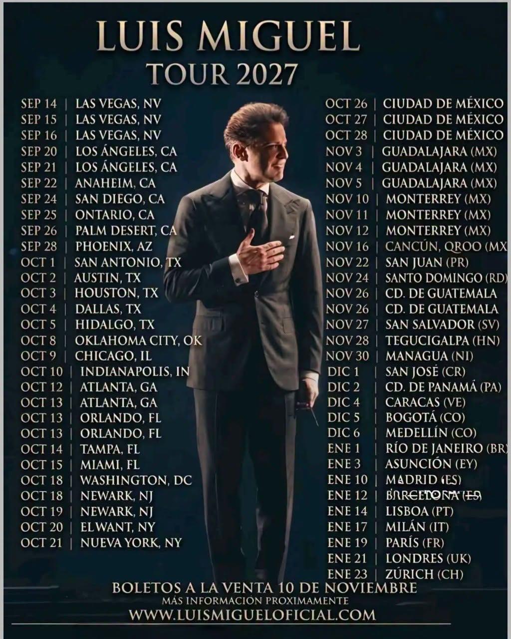 $!Revela Luis Miguel, nuevos detalles de su gira mundial de 2027