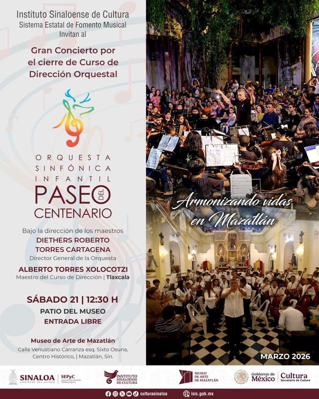 $!El sábado 21 de marzo a las 12:30 horas se realizará un Gran Concierto en el patio del Museo de Arte de Mazatlán, con entrada libre.