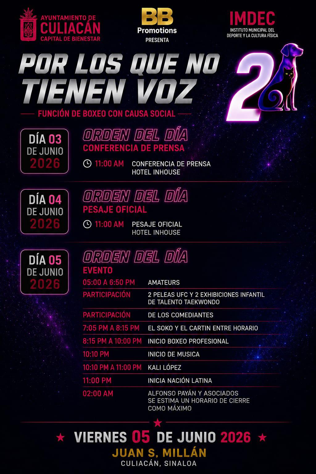 $!Boxeo, MMA y causa animal llegan a Culiacán con ‘Por los que no tienen voz 2’