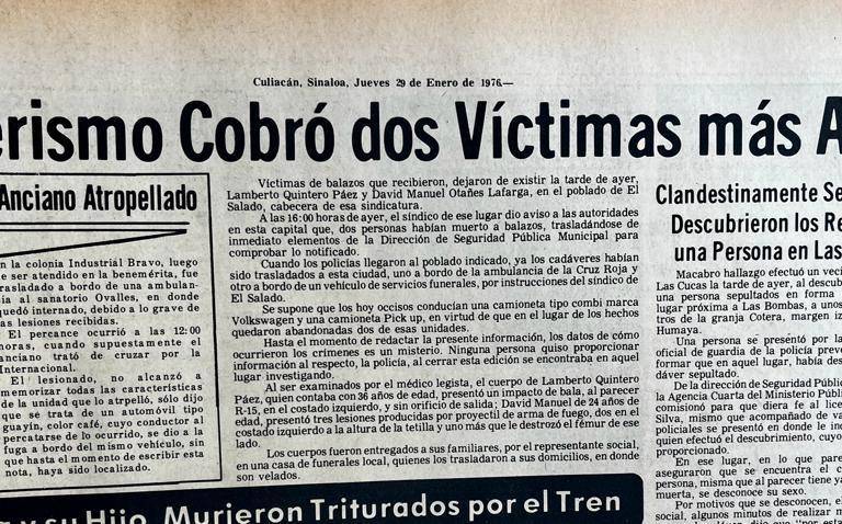 ‘Un día 28 de enero...’; así reportó Noroeste la muerte de Lamberto Quintero en 1976