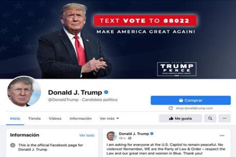 Facebook mantendrá suspendida de forma indefinida la cuenta de Donald Trump