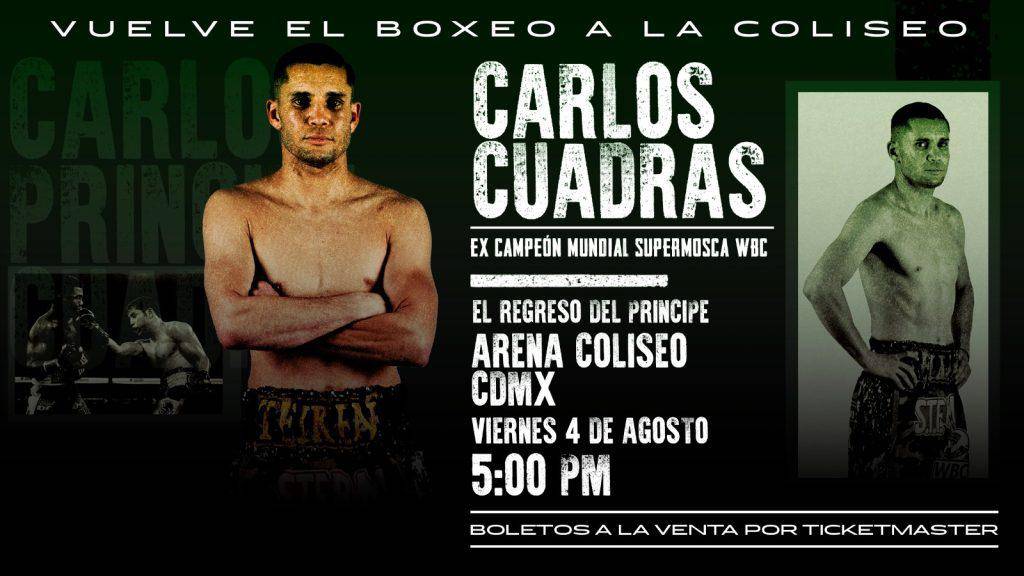 ‘Príncipe’ Cuadras encabeza regreso del boxeo a la Arena Coliseo
