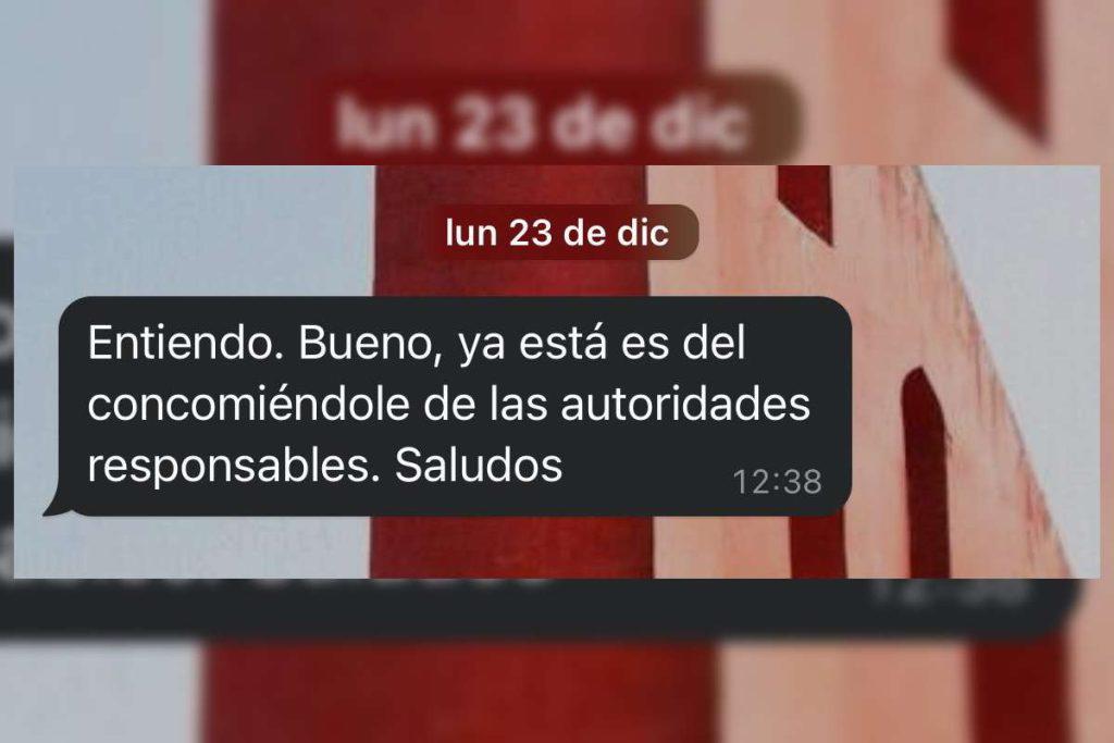 $!La respuesta que en diciembre dieron las autoridades del Colmex a Diego cuando les informó de la presentación de la denuncia.