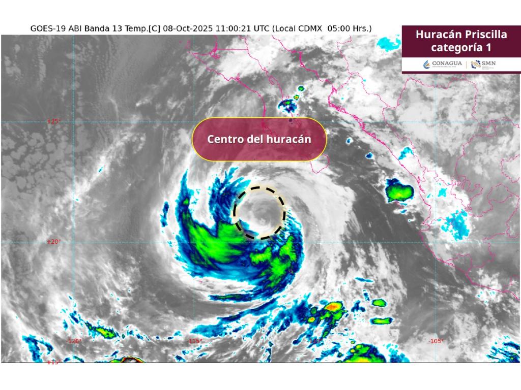 $!Pierde fuerza huracán Priscilla y ahora es categoría 1
