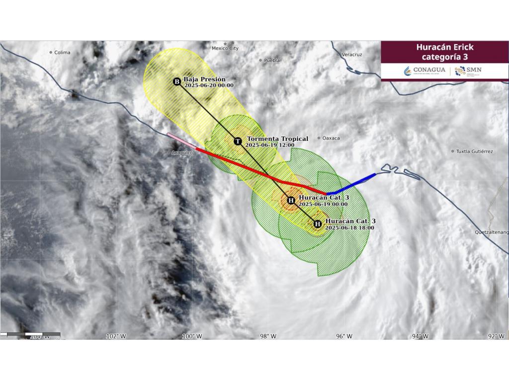 $!‘Erick’ se fortalece y ya es un huracán de categoría 3