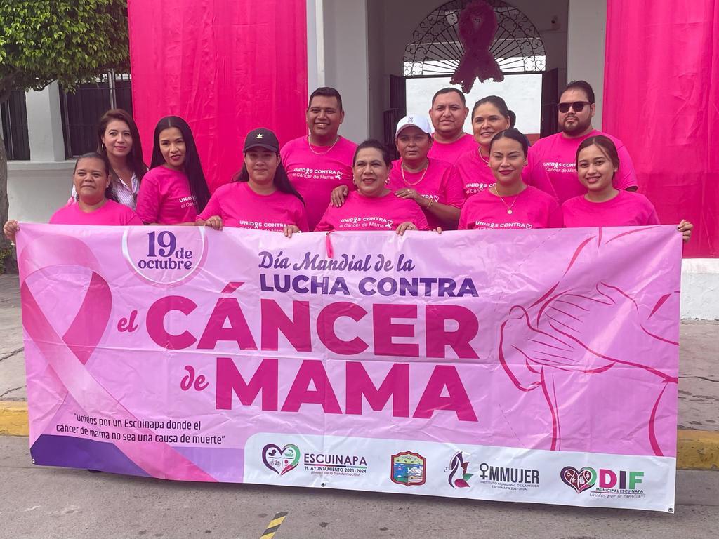 $!Se pinta de rosa Escuinapa para unirse a la lucha contra el cáncer de mama