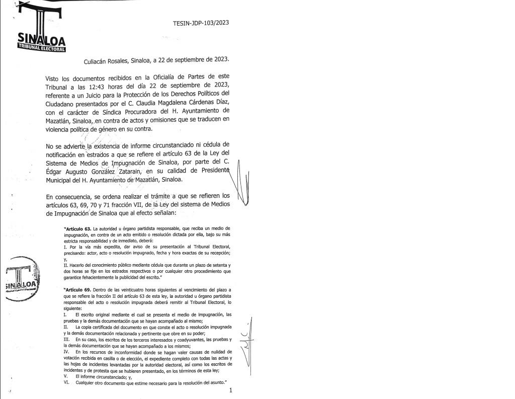 $!Síndica Procuradora de Mazatlán denuncia al Alcalde y regidores por violencia política en razón de género