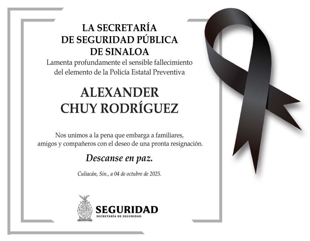 $!SSPE lamenta muerte de Alexander, agente de la Policía Estatal que había sido rescatado en Culiacán