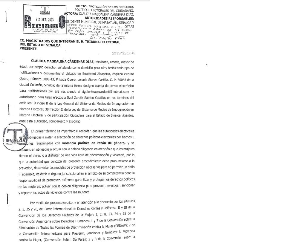 $!Síndica Procuradora de Mazatlán denuncia al Alcalde y regidores por violencia política en razón de género