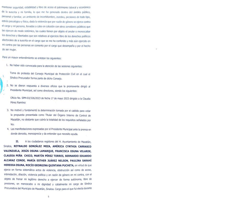 $!Síndica Procuradora de Mazatlán denuncia al Alcalde y regidores por violencia política en razón de género