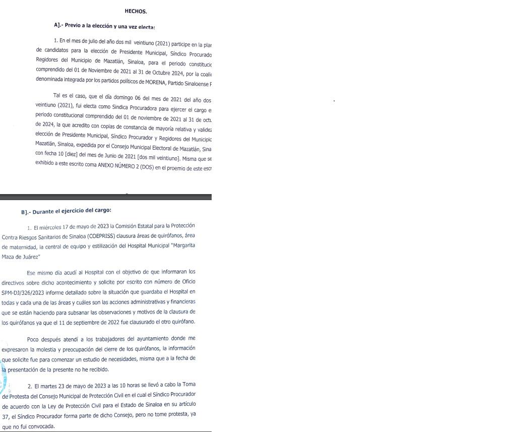 $!Síndica Procuradora de Mazatlán denuncia al Alcalde y regidores por violencia política en razón de género
