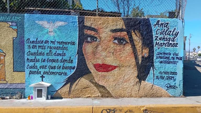 Ana Citlaly, la joven estudiante de Comercio Internacional, ya tiene su mural en la zona donde perdió la vida el pasado 16 de abril al ser arrollada por un camión urbano.