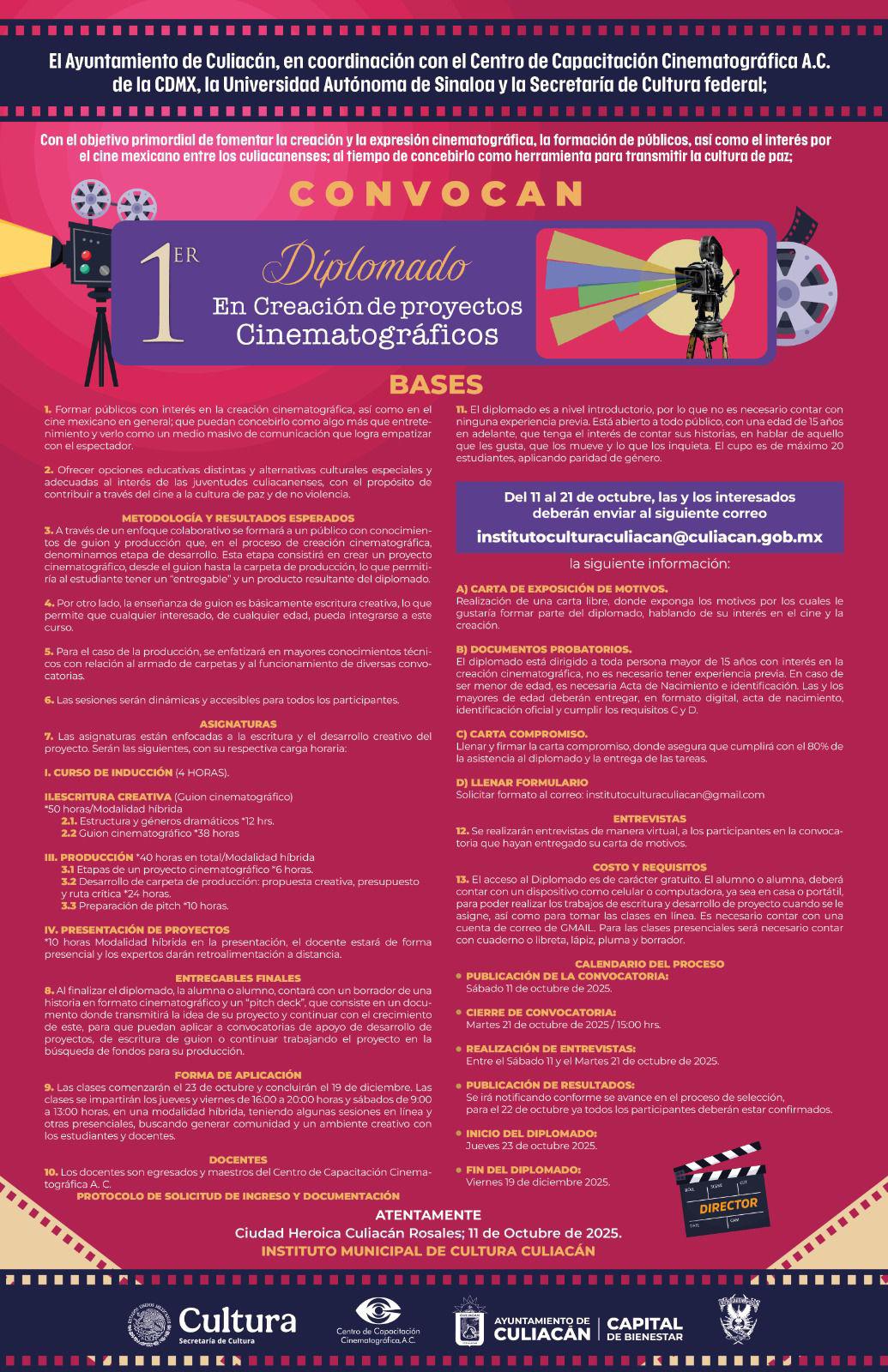 $!Convocan en Culiacán al primer diplomado en creación de proyectos cinematográficos