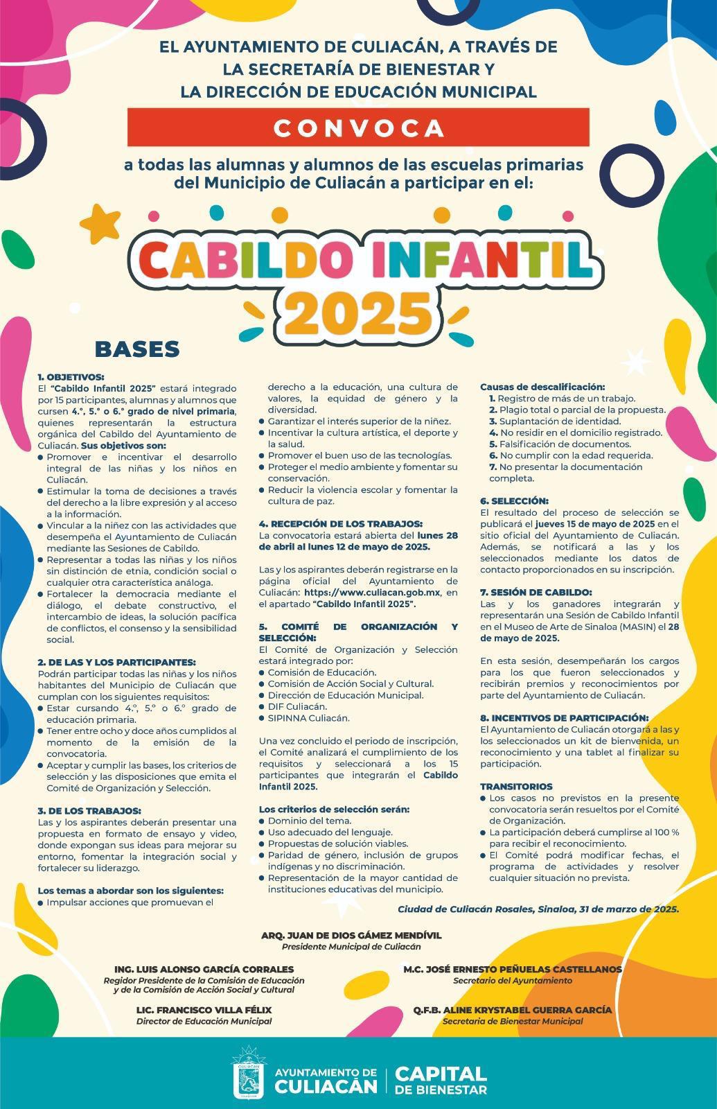 $!Lanza Ayuntamiento de Culiacán convocatoria para participar en el Cabildo Infantil 2025