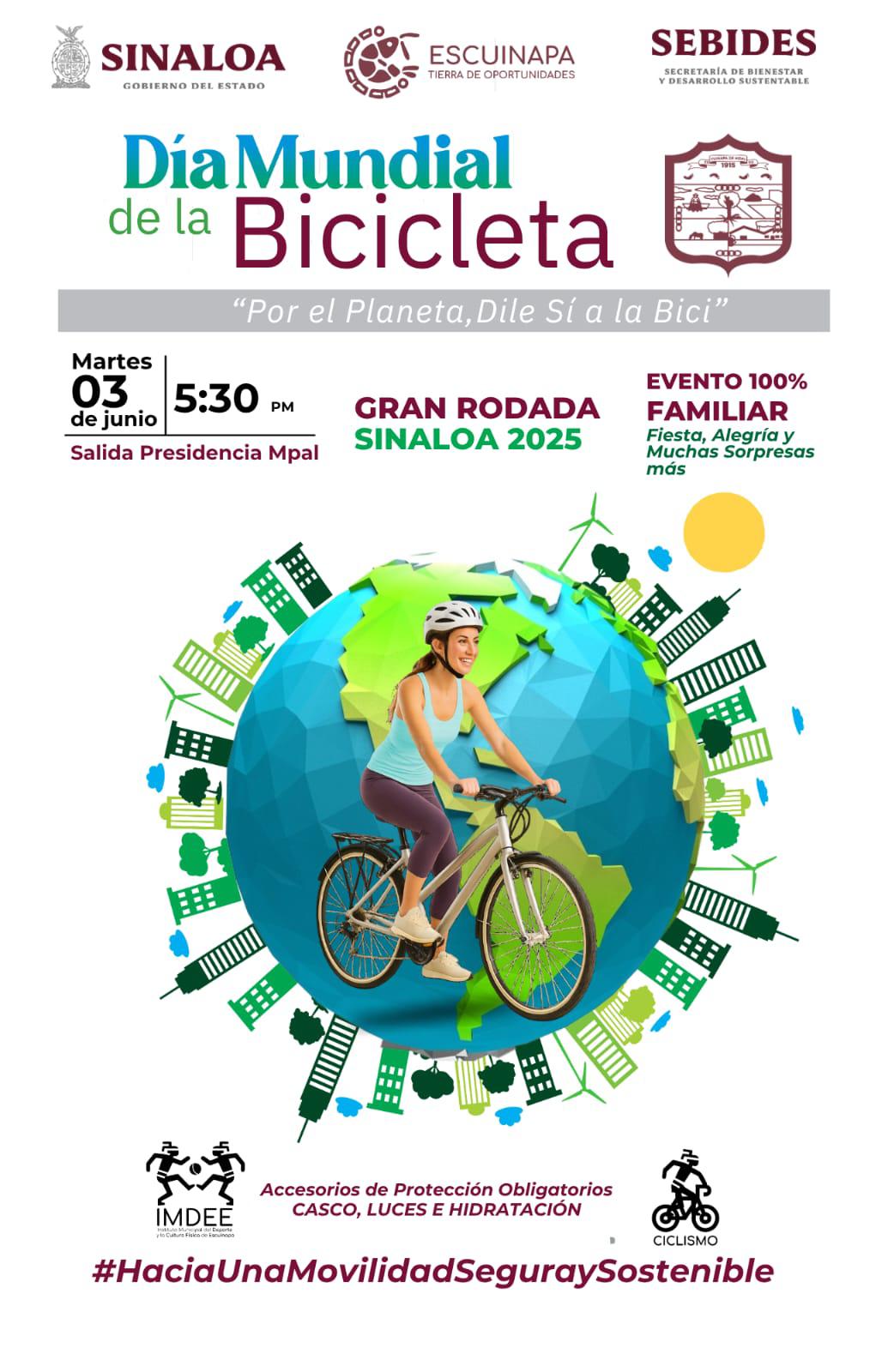 $!Escuinapa celebra el Día Mundial de la Bicicleta con la Rodada Estatal 2025