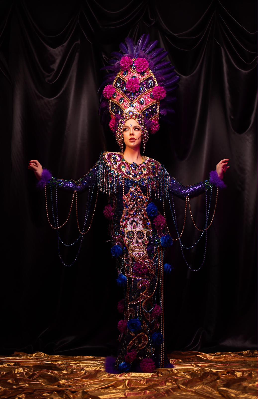 $!Yamile Zataráin porta “Reina del Mictlán”, una catrina inspirada en las raíces mexicanas y el Carnaval porteño.