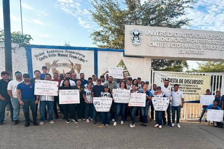 Personal de la UAS en Rosario se suman al paro indefinido en demanda de recursos extraordinarios del Gobierno de México.