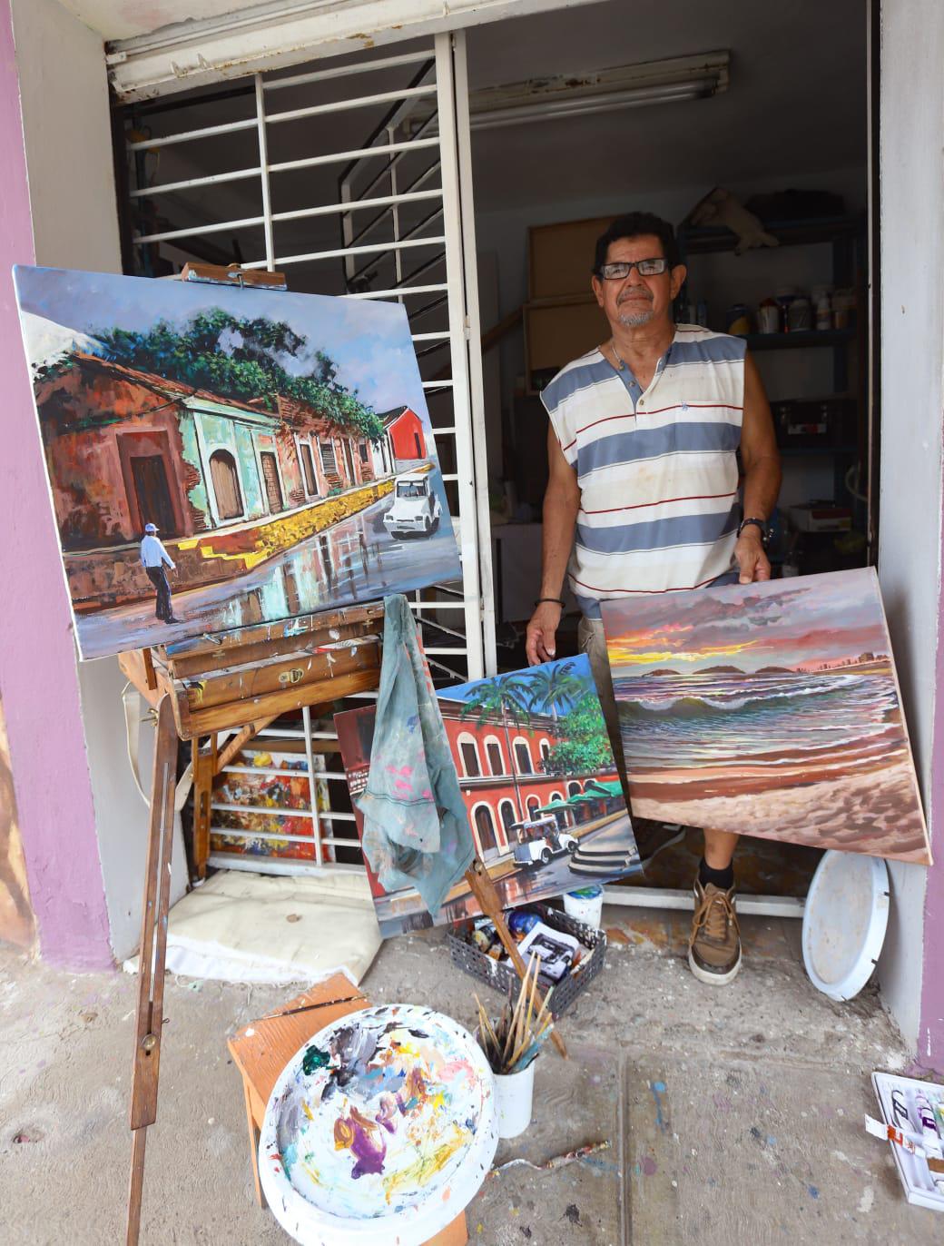 $!Andrés, un artista que plasma a través de las pinturas, los paisajes, las calles y atardeceres de Mazatlán