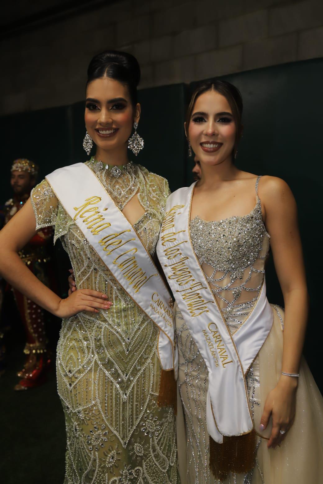 $!Anahí Esparza y Mariana Guerrero, Reina del Carnaval de Mazatlán 2026, y Reina de los Juegos Florales, respectivamente.