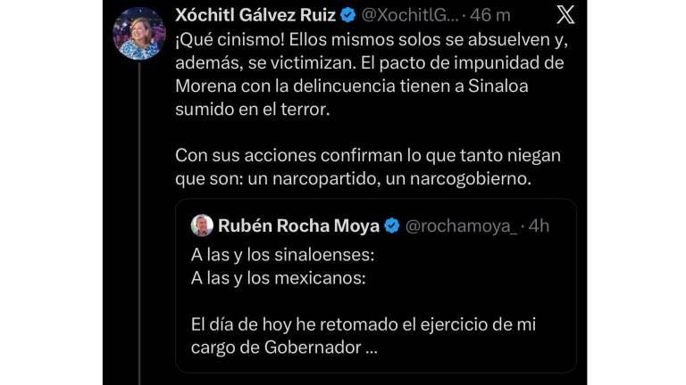 Xóchitl Gálvez acusó a Morena de mantener un supuesto “pacto de impunidad” con la delincuencia.