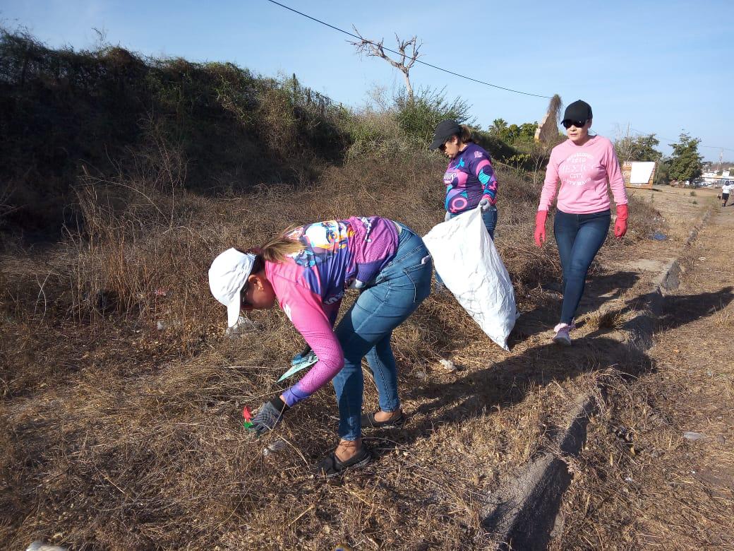 $!Fridas en Bici Sinaloa limpian carretera entre El Habal y Puerta de Canoas, en Mazatlán
