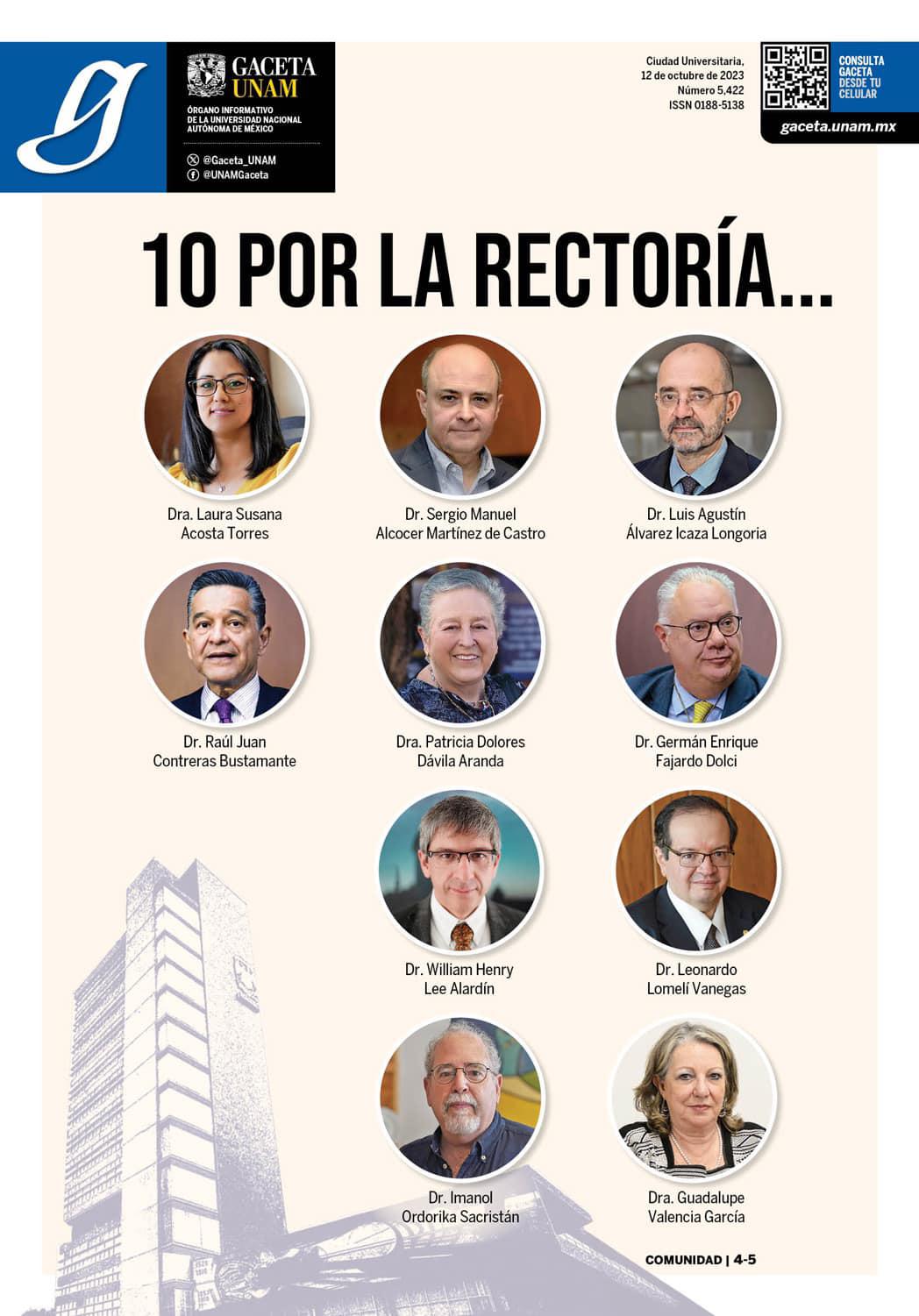 $!UNAM da a conocer nombres de los 10 finalistas que aspiran ser rector