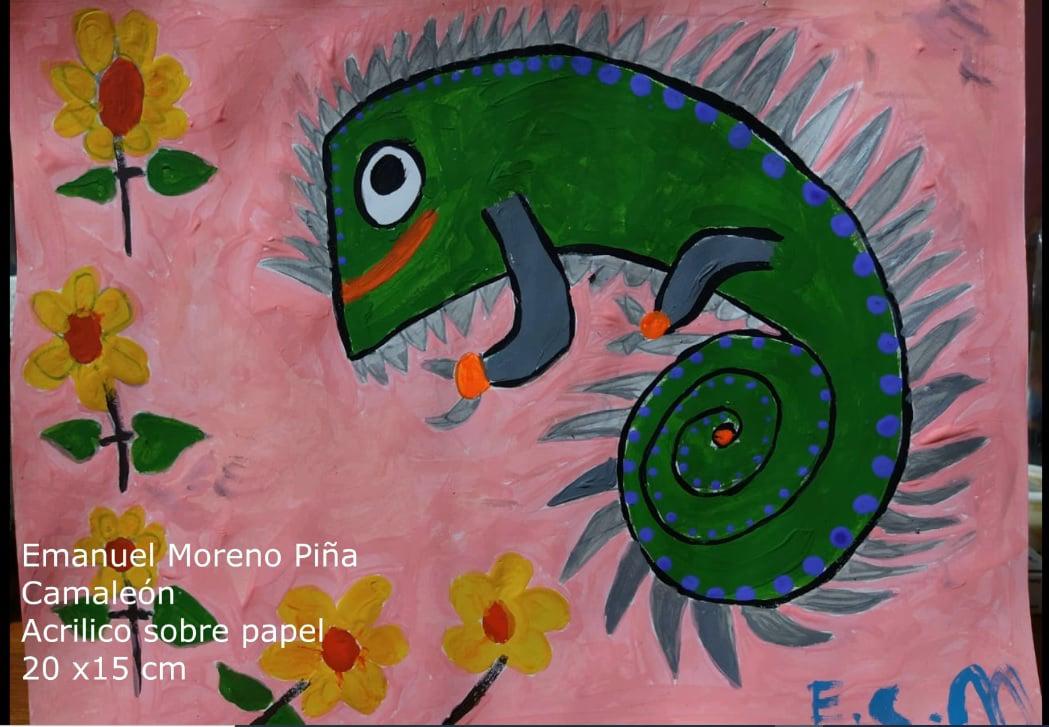 $!Emanuel Moreno Piña plasma un camaleón.