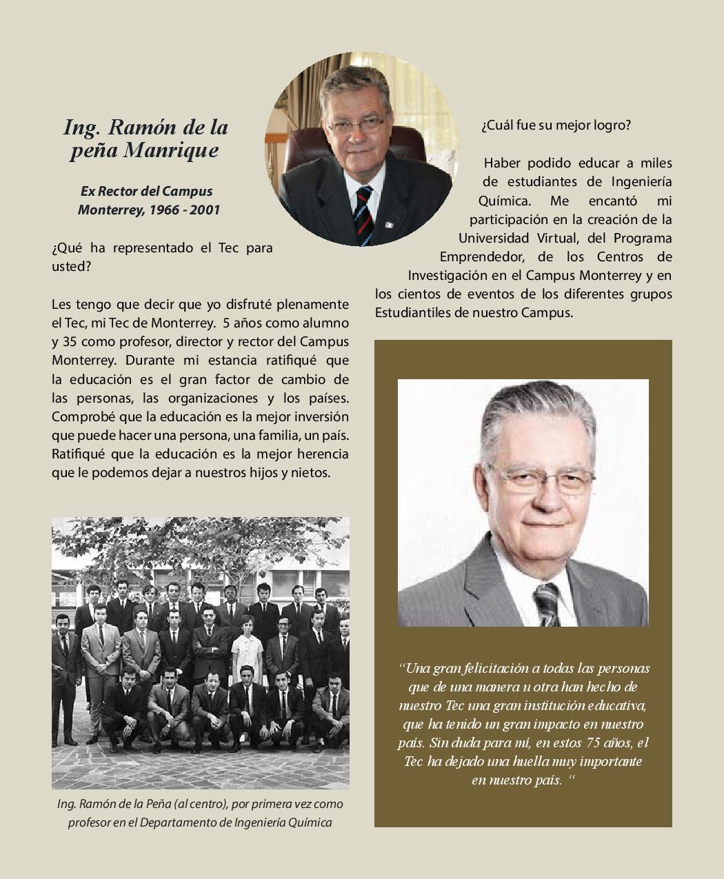 $!Fallece Ramón de la Peña, ex Rector del Tec de Monterrey