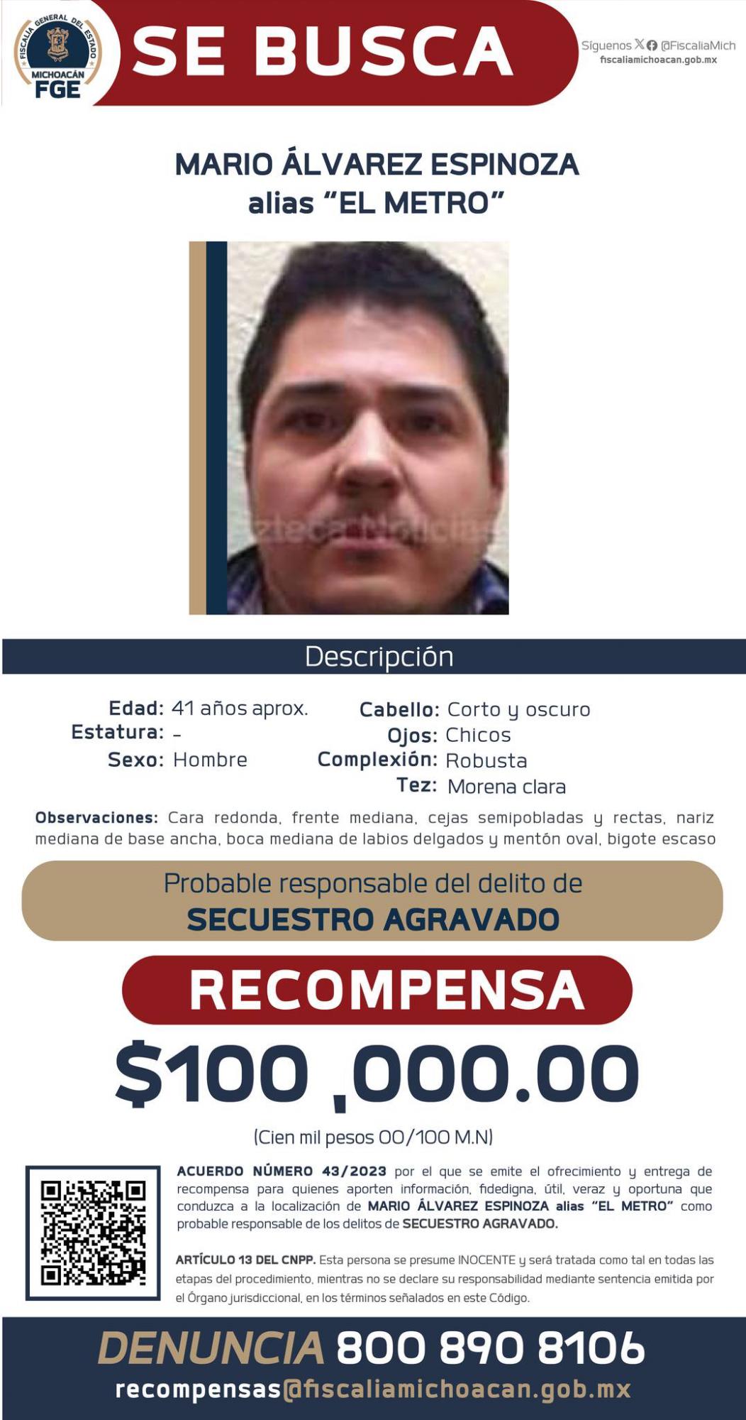 $!Fiscalía de Michoacán ofrece recompensa por 11 presuntos asesinos de Hipólito Mora