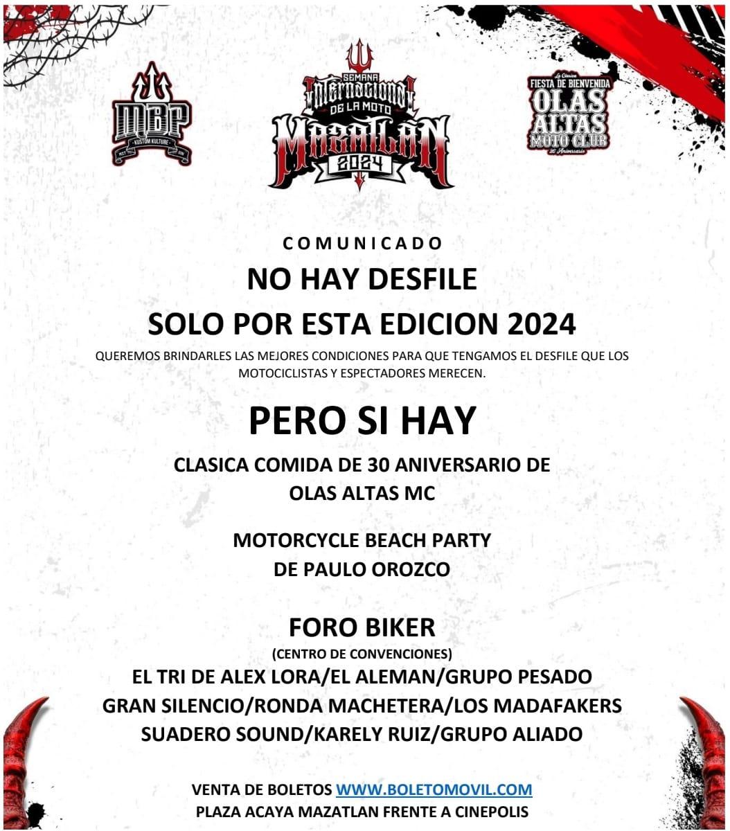 $!Cancelan desfile de la Semana Internacional de la Moto Mazatlán 2024