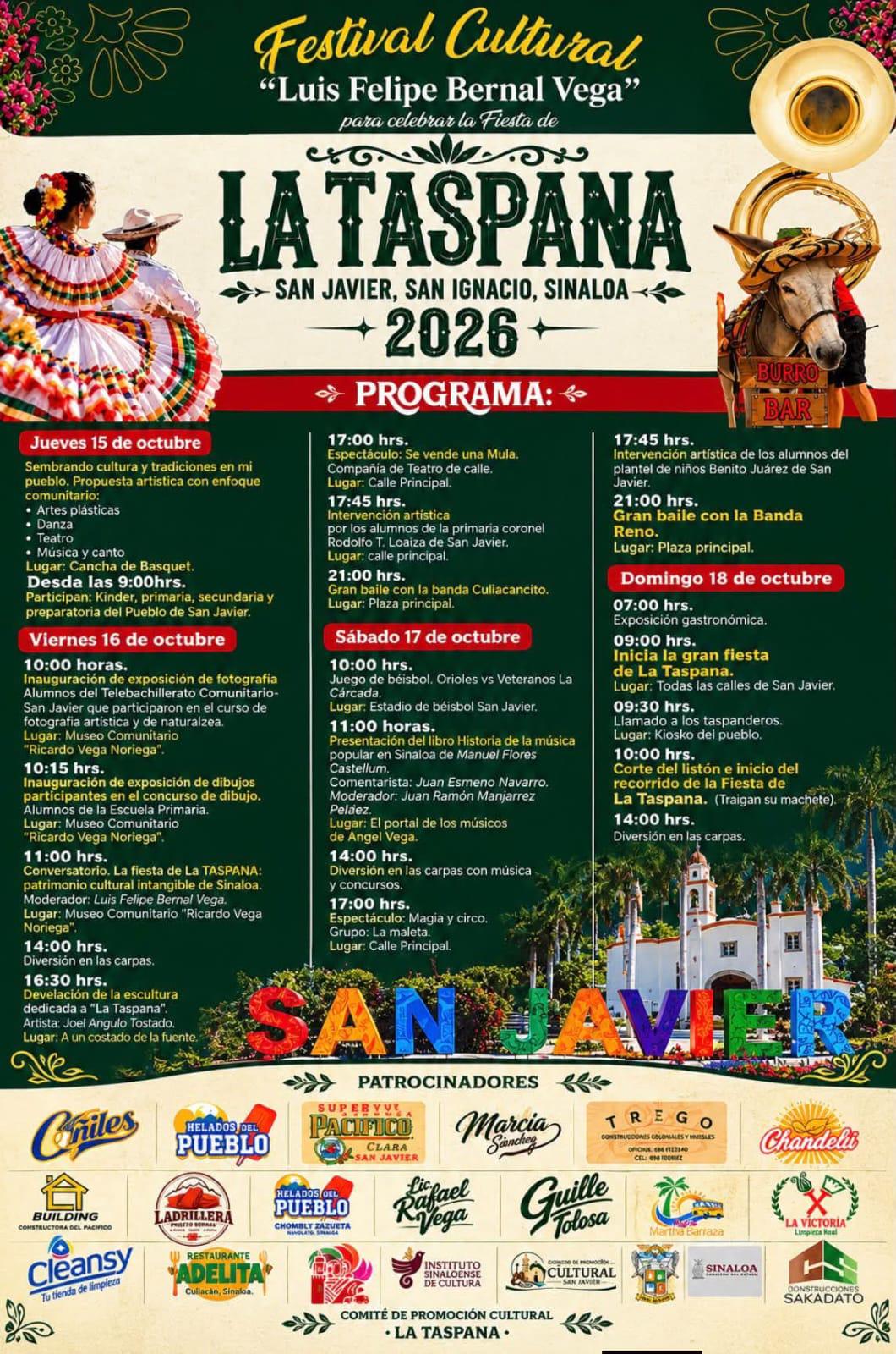 $!Invitan a celebrar la Fiesta de La Taspana del 15 al 18 de octubre, en San Ignacio