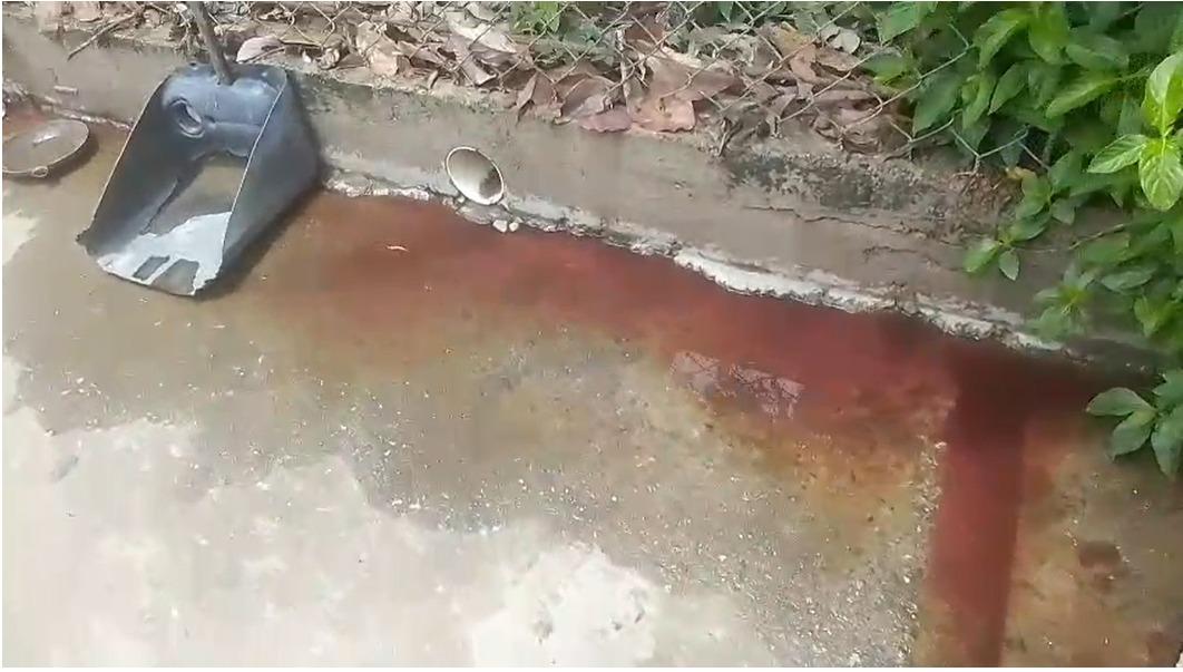 $!Denuncian vecinos desbordamiento de agua con presunta sangre en la zona del rastro municipal de Rosario