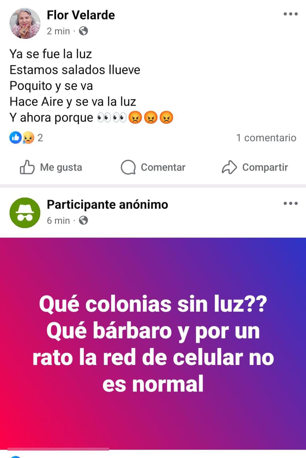 $!Vecinos reportan en redes sociales que tras lluvias siguen a oscuras