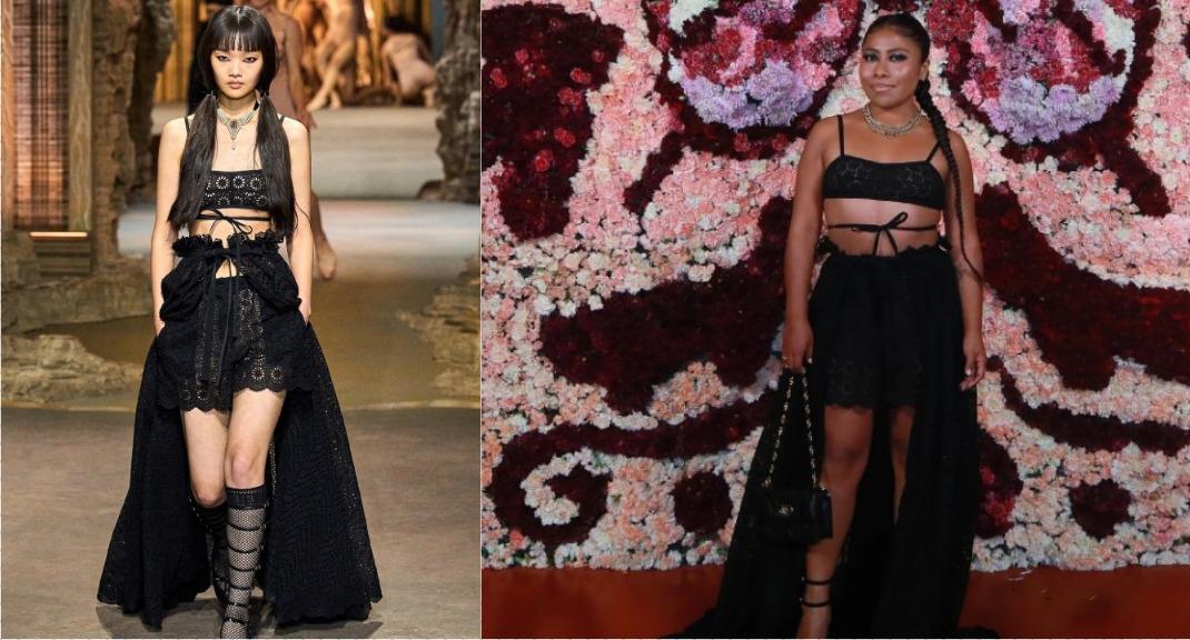 $!En el evento Yalitza Aparicio lució un conjunto negro de la colección Primavera - Verano 2023 de Dior, que ya había sido mostrado en pasarela por una de sus modelos.