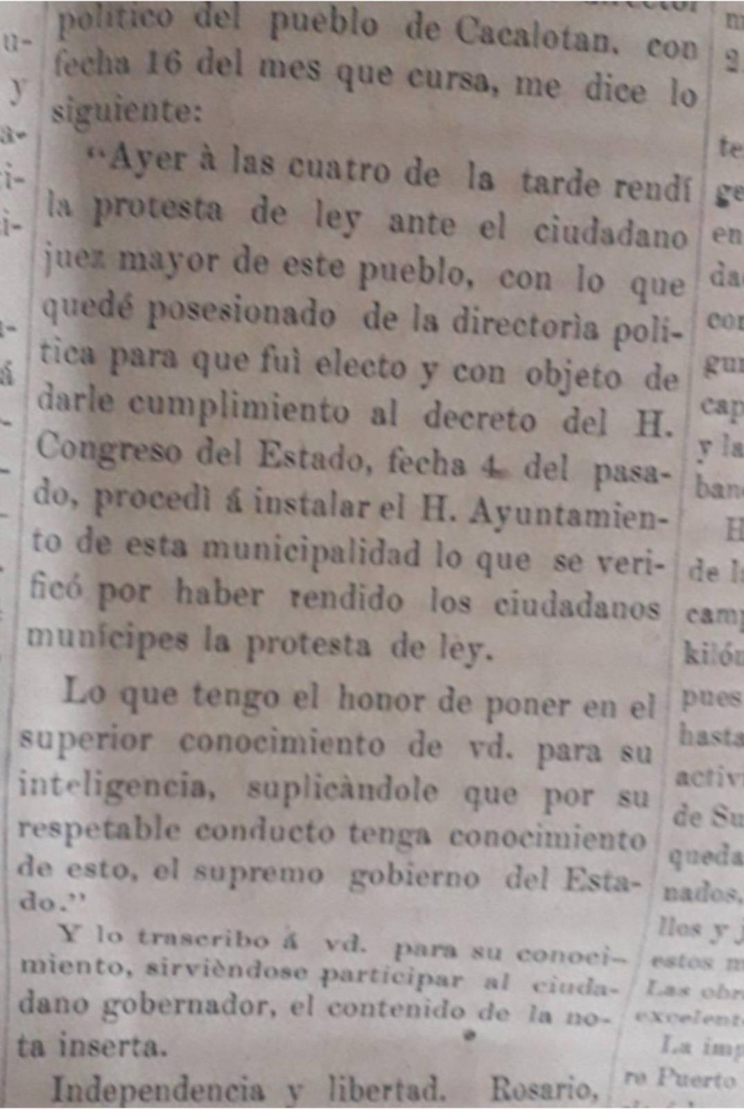 $!Cacalotán y su historia: el día que instaló su Honorable Ayuntamiento en 1869