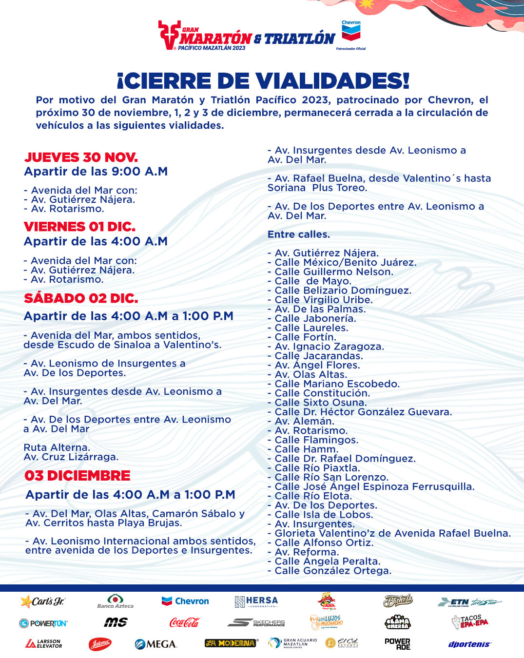 $!¡Prevéngase! Cierran un tramo de Avenida del Mar por evento deportivo