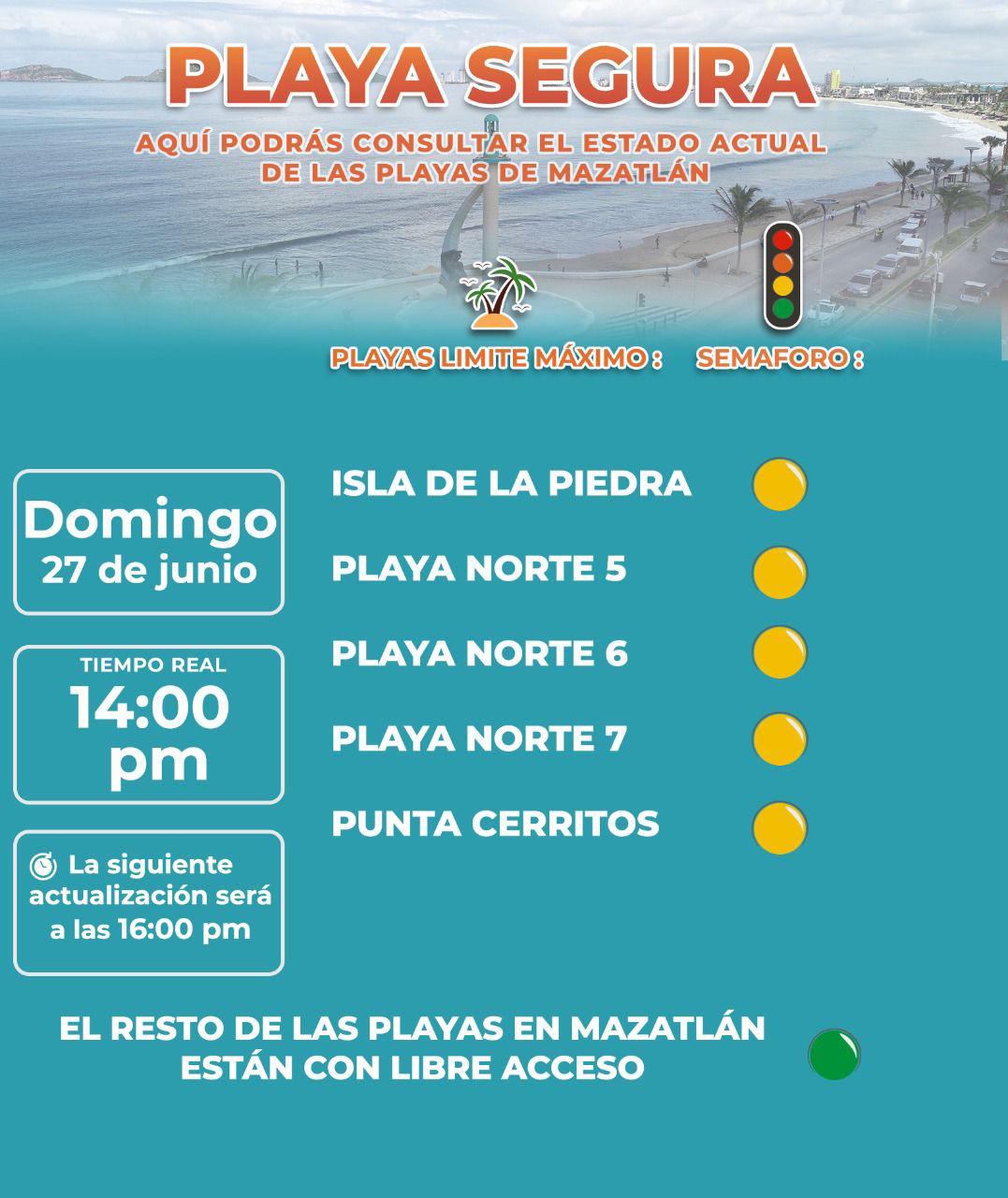 $!En amarillo, Playa Norte, Isla de la Piedra y Cerritos, en Mazatlán