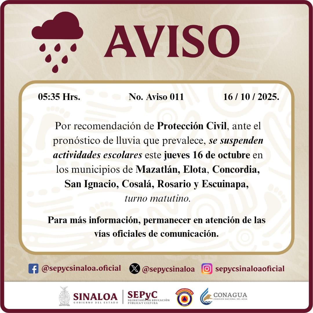 $!Provocan lluvias fuertes encharcamientos y suspensión de clases en sur de Sinaloa