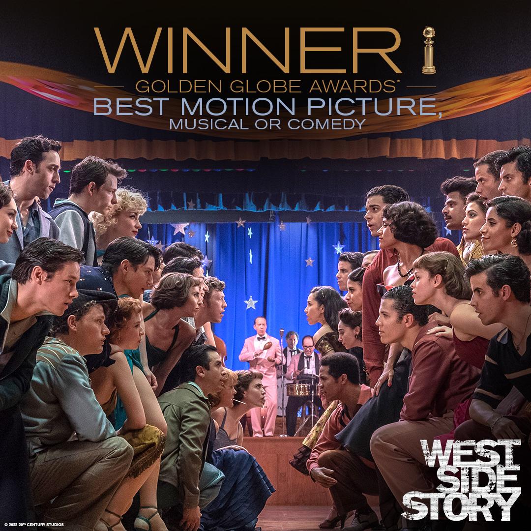 $!“West side story” (“Amor sin barreras”) ganó tres estatuillas Mejor Película, musical o comedia, Mejor actriz de comedia o musical para Rachel Zegler y Mejor actriz de reparto para Ariana DeBose.