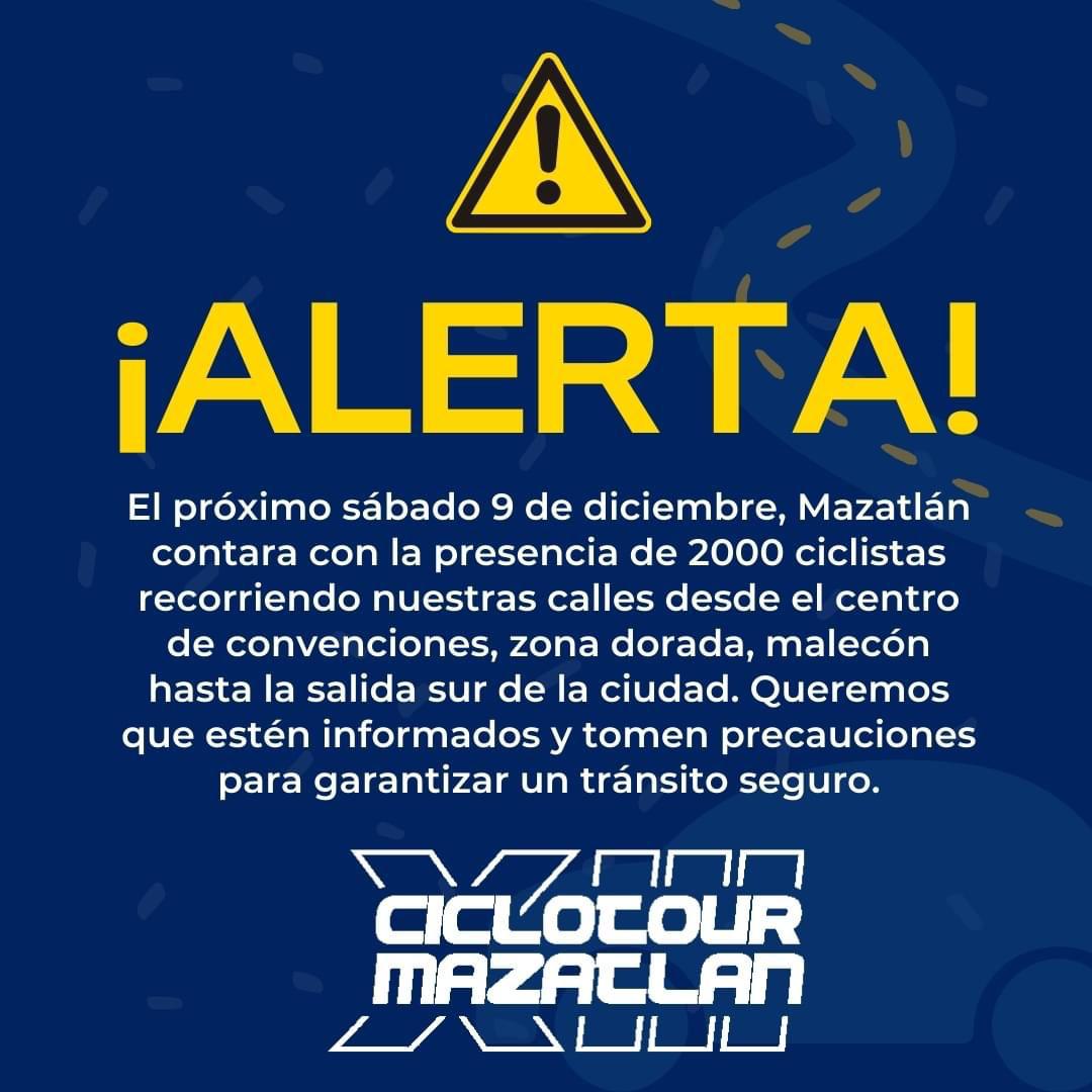 $!¡Tome precauciones! Dos mil ciclistas inundarán avenidas de Mazatlán este sábado