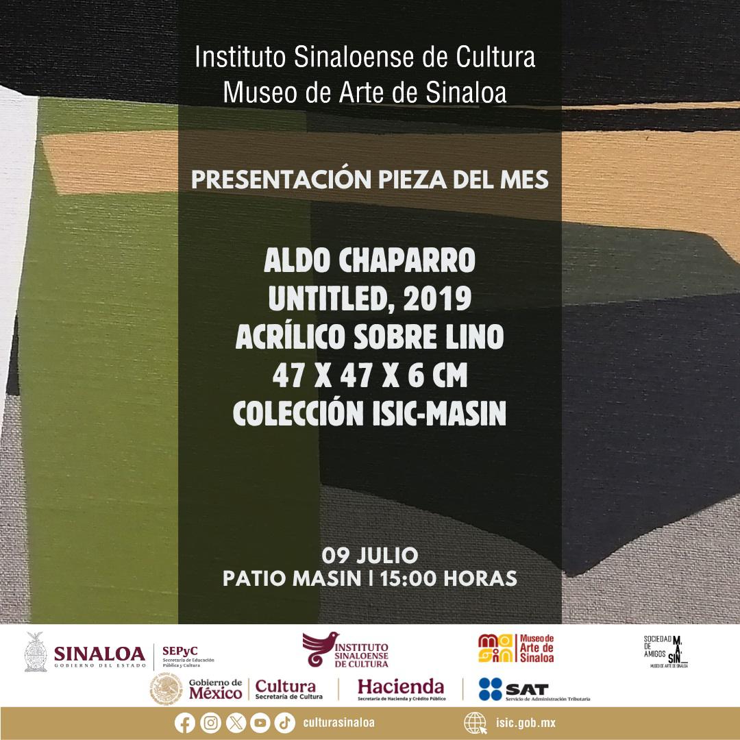 $!La Pieza del Mes se presenta este jueves 9 de julio, a las 15:00 horas, en el patio del Masin, donde se exhibirá una obra Sin título, (2019).