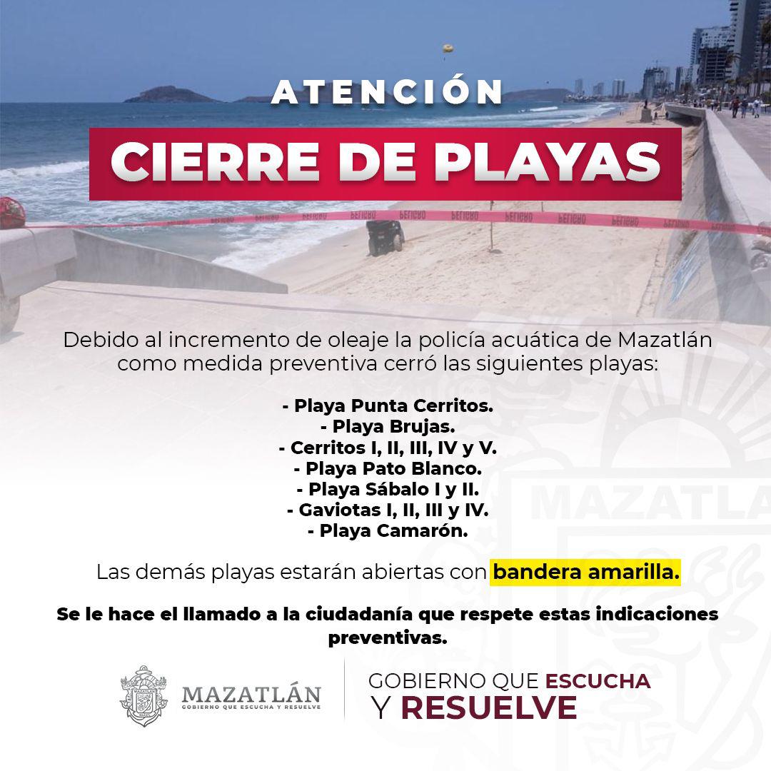 $!Cierran de nuevo playas de Mazatlán debido a oleaje elevado; olvidan colocar señalamientos