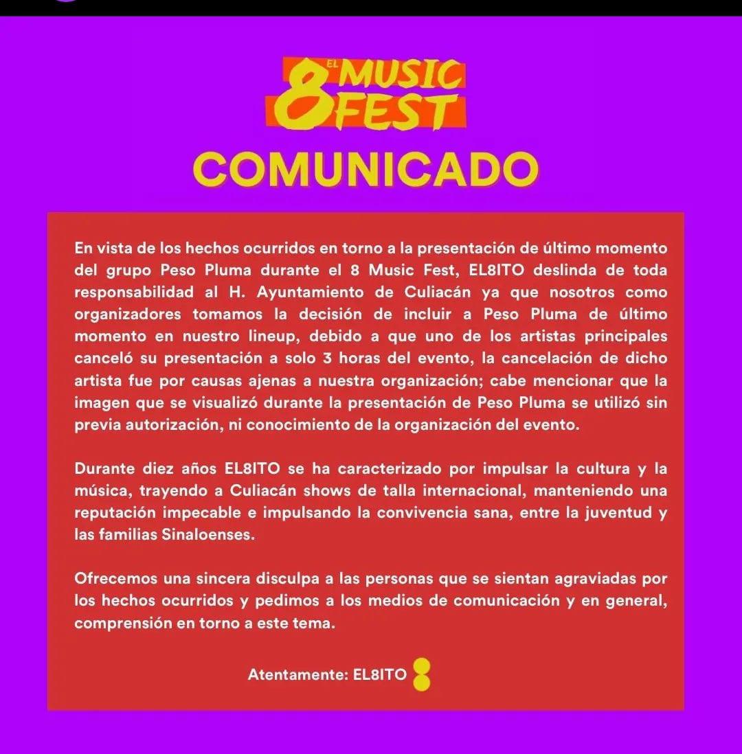 $!Festival deslinda de responsabilidad al Gobierno de Culiacán por mostrar a ‘El Chapo’ durante concierto