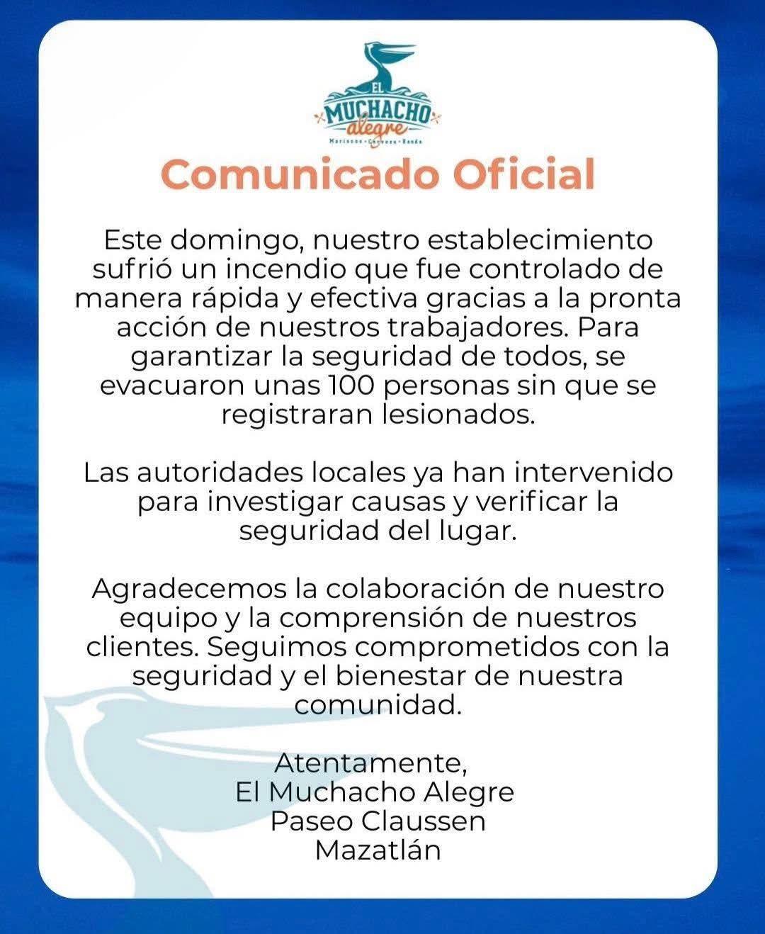 $!Investigarán autoridades causa de incendio en restaurante de Mazatlán