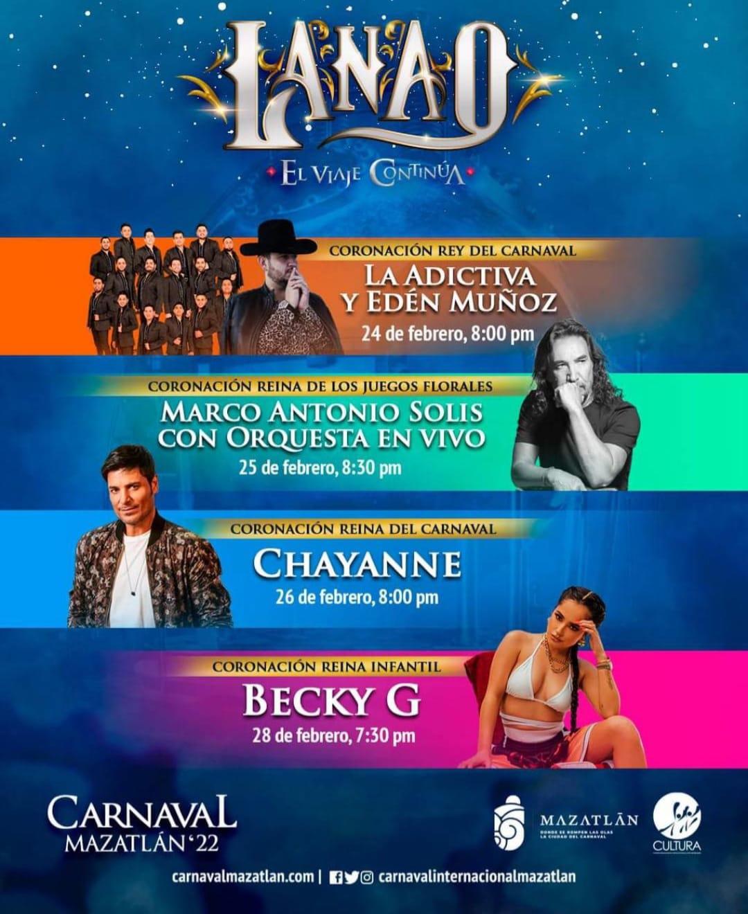 $!Desmiente Instituto de Cultura supuesto cartel de elenco del Carnaval de Mazatlán 2022