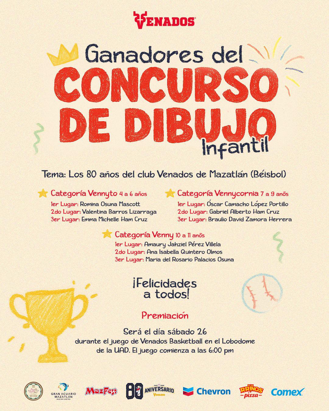 $!Surgen los ganadores del Concurso de Dibujo infantil de Venados de Mazatlán