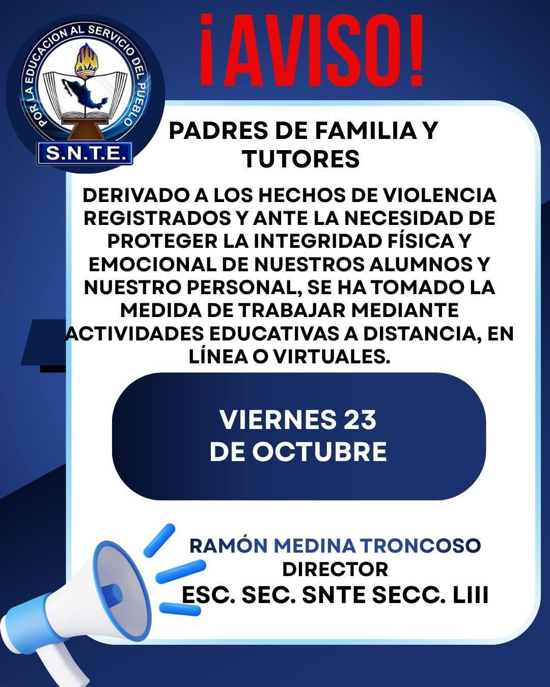 $!Secundaria en Escuinapa decide ir a clases virtuales ante hechos de violencia en el Municipio