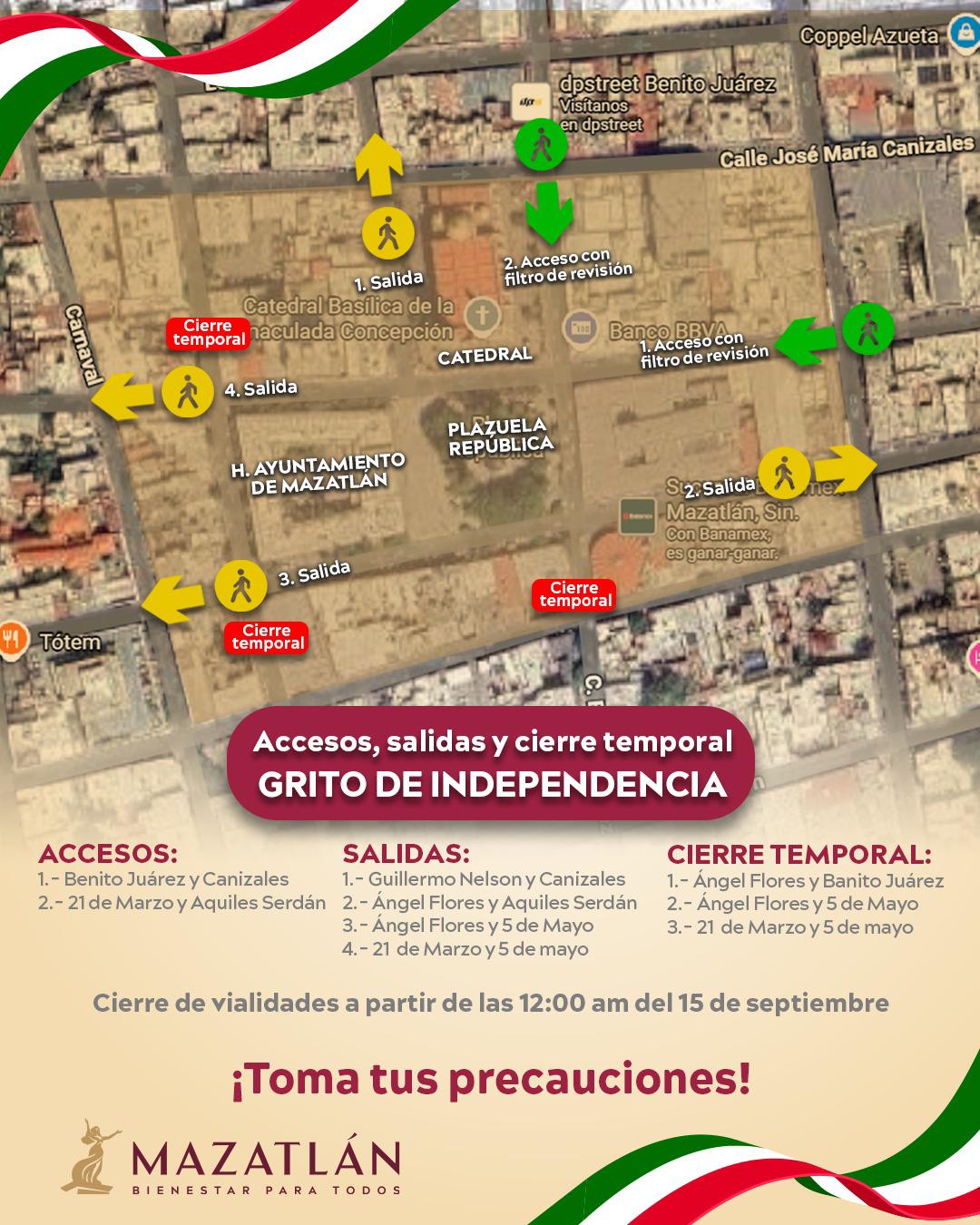 $!Cierran circulación en calle Ángel Flores, en Mazatlán, por instalación de escenario para festejos patrios