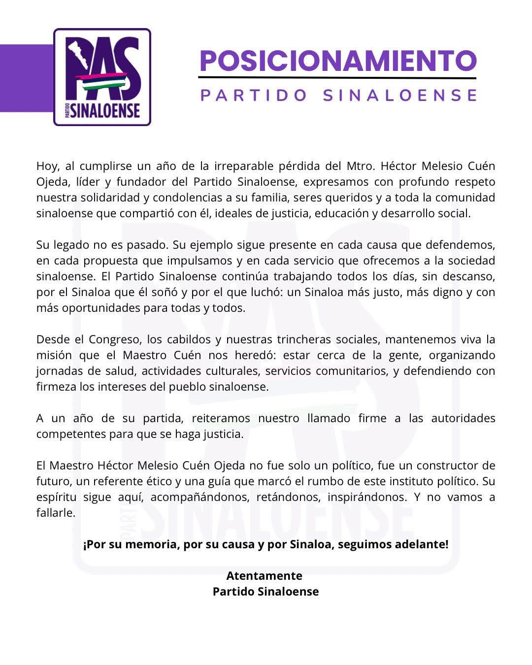 $!A un año de asesinato de su líder, PAS exige justicia en caso Cuén