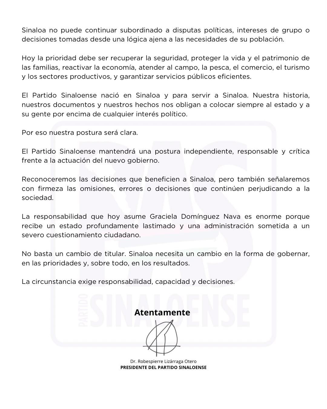 $!No basta un cambio de titular para resolver crisis en Sinaloa, advierte PAS